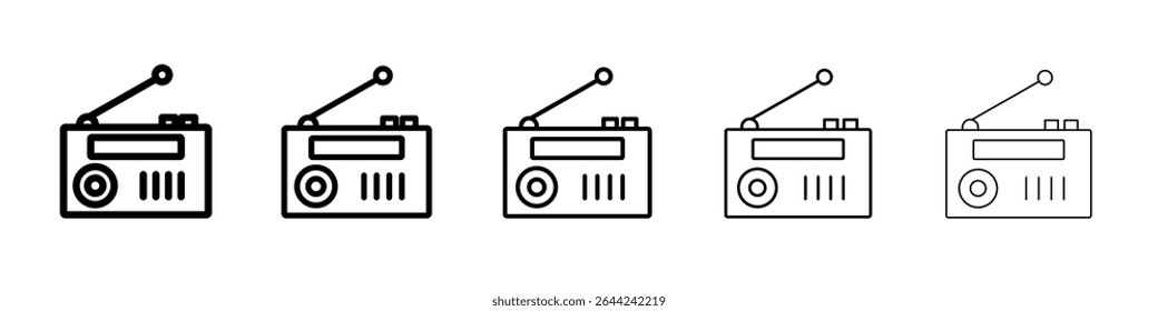 radio icon thin outline logo mark set
