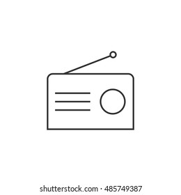 Radio icon in thin outline style. Communication broadcast media music news station stereo