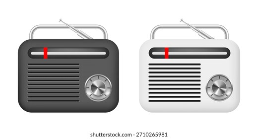 Radio icon. Vector 3D radio. Clipart isolated on white background.