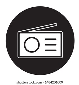 Radio icon vector black color