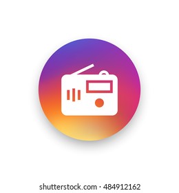 Radio icon vector, clip art. Also useful as logo, circle app icon, web UI element, symbol, graphic image, silhouette and illustration.