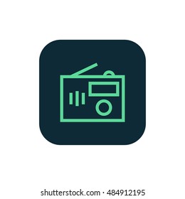 Radio icon vector, clip art. Also useful as logo, square app icon, web UI element, symbol, graphic image, silhouette and illustration. Compatible with ai, cdr, jpg, png, svg, pdf and eps formats.