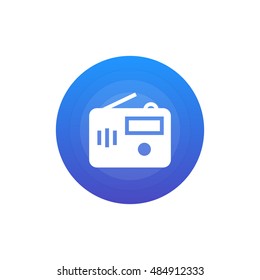 Radio icon vector, clip art. Also useful as logo, circle app icon, web UI element, symbol, graphic image, silhouette and illustration.