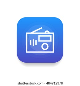 Radio icon vector, clip art. Also useful as logo, square app icon, web UI element, symbol, graphic image, silhouette and illustration.