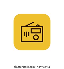 Radio icon vector, clip art. Also useful as logo, square app icon, web UI element, symbol, graphic image, silhouette and illustration.