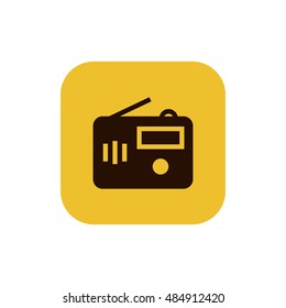 Radio icon vector, clip art. Also useful as logo, square app icon, web UI element, symbol, graphic image, silhouette and illustration.