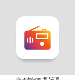 Radio icon vector, clip art. Also useful as logo, square app icon, web UI element, symbol, graphic image, silhouette and illustration. Compatible with ai, cdr, jpg, png, svg, pdf and eps formats.