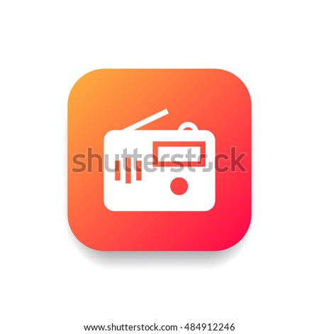Radio icon vector, clip art. Also useful as logo, square app icon, web UI element, symbol, graphic image, silhouette and illustration.