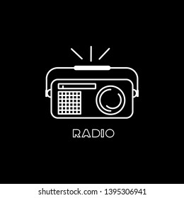Radio icon vector illustration. Black background