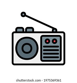 Radio icon vector illustration in filled line style about multimedia for any projects, use for website mobile app presentation