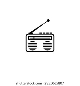 Radio icon vector illustration with Fm antenna on white background.