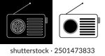 Radio icon vector illustration, logo template, FM broadcast icon isolated, Radiocast business concept. Old radio clipart, Radio logo template vector. tape recorder symbol.