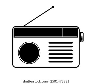 Radiosymbol, Vektorgrafik, Logo-Vorlage, FM-Sendesymbol einzeln, Radiocast-Geschäftskonzept. Alte Radio Clipart, Radio Logo Template Vektor. Tonbandgerät-Symbol.