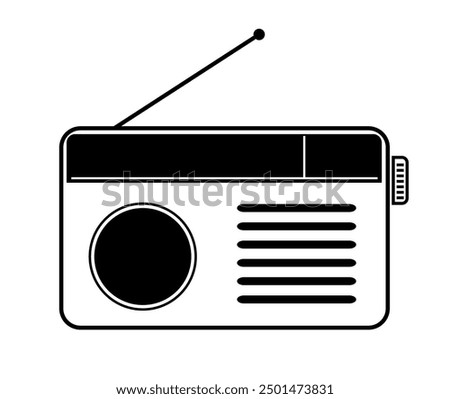 Radio icon vector illustration, logo template, FM broadcast icon isolated, Radiocast business concept. Old radio clipart, Radio logo template vector. tape recorder symbol.