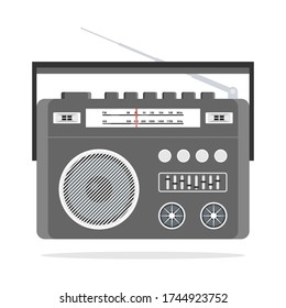 Vector de icono de radio, Ilustración del receptor de retro antiguo