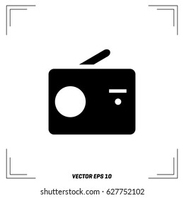 Radio icon vector, Receiver. Old, retro radio waves, tuner sign Isolated on white background. Trendy Flat style for graphic design, logo, Web site, social media, UI, mobile app