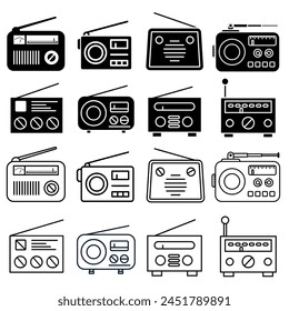 Radio icon vector set. Radio wave illustration sign collectio. Music symbol or logo.