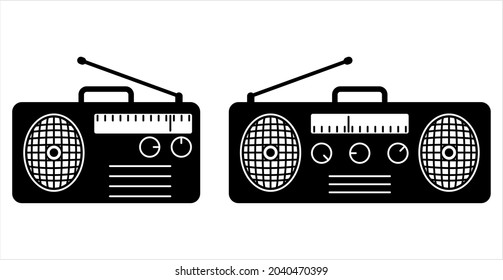 Radio-Symbol, Radio Wave Receive Electronic Device, Audio Receiver Vektor Art Illustration