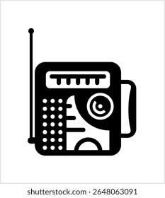 Radio Icon, Radio Wave Receiving Electronic Device, Audio Receiver Vector Art Illustration