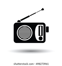 Radio icon. White background with shadow design. Vector illustration.