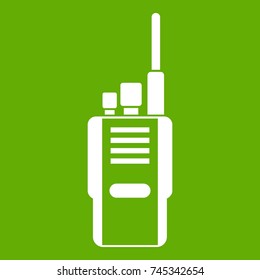 Radio icon white isolated on green background. Vector illustration