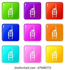 Radio icons of 9 color set isolated vector illustration