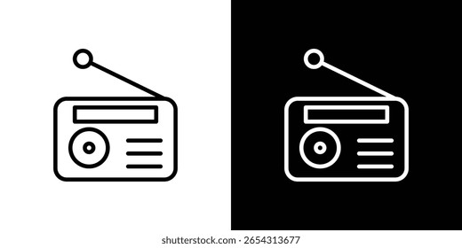 Radio icons in line style. Editable black and white strokes