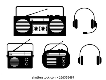 Radio icons on white background