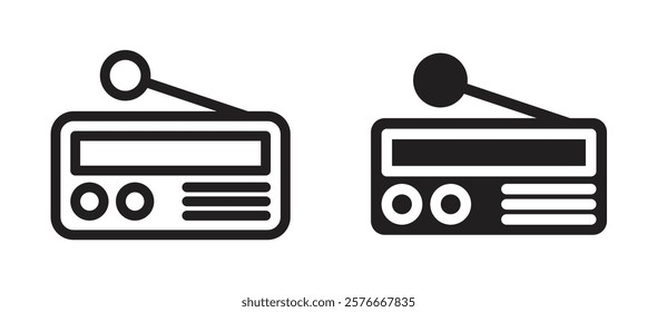 Radio icons in outline and stroke versions