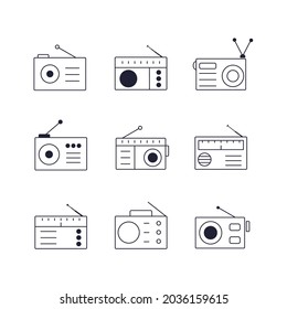 Radio icons set. Radio pack symbol vector elements for infographic web
