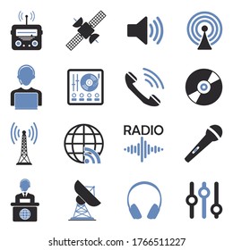 Radio Icons. Two Tone Flat Design. Vector Illustration.