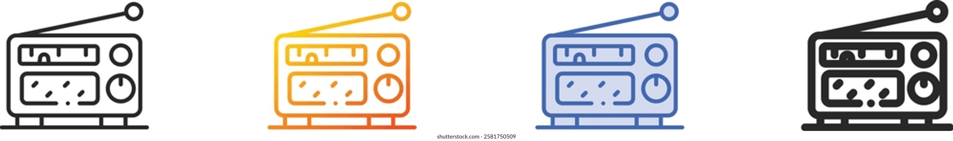 radio icon.Thin Linear, Gradient, Blue Stroke and bold Style Design Isolated On White Background