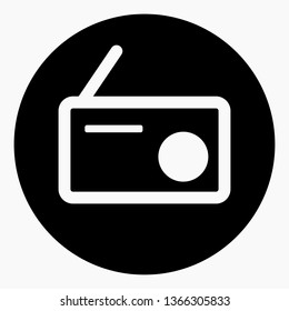 Radio illustration in a dark circle. Vector icon