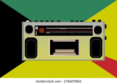 Radio illustration On the black, green, yellow, red background