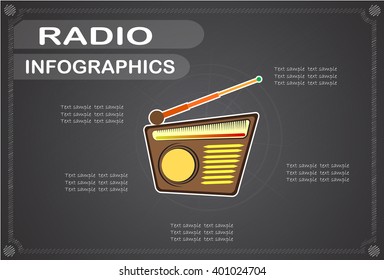 radio  infographics, Vector illustration.