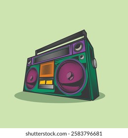 Radio isolated in green background