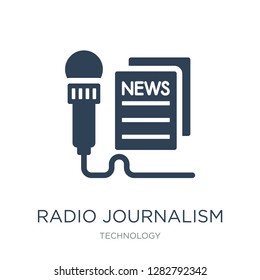 radio journalism icon vector on white background, radio journalism trendy filled icons from Technology collection, radio journalism vector illustration