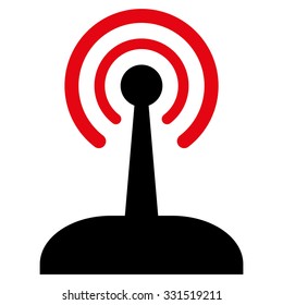 Radio Joystick vector icon. Style is bicolor flat symbol, intensive red and black colors, rounded angles, white background.