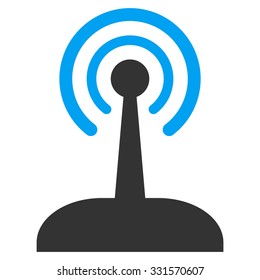 Radio Joystick vector icon. Style is bicolor flat symbol, blue and gray colors, rounded angles, white background.