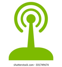 Radio Joystick vector icon. Style is flat symbol, eco green color, rounded angles, white background.