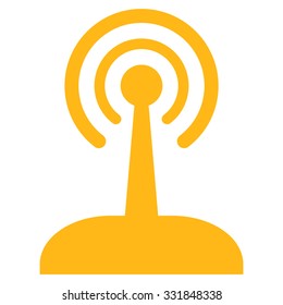 Radio Joystick vector icon. Style is flat symbol, yellow color, rounded angles, white background.