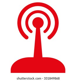 Radio Joystick vector icon. Style is flat symbol, red color, rounded angles, white background.