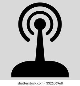Radio Joystick vector icon. Style is flat symbol, black color, rounded angles, light gray background.