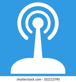 Radio Joystick vector icon. Style is flat symbol, white color, rounded angles, blue background.