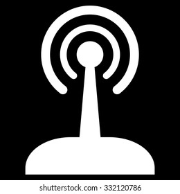 Radio Joystick vector icon. Style is flat symbol, white color, rounded angles, black background.