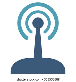 Radio Joystick vector icon. Style is bicolor flat symbol, cyan and blue colors, rounded angles, white background.