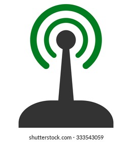 Radio Joystick vector icon. Style is bicolor flat symbol, green and gray colors, rounded angles, white background.
