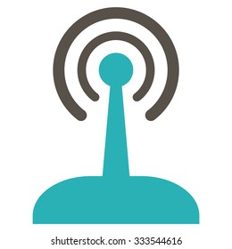 Radio Joystick vector icon. Style is bicolor flat symbol, grey and cyan colors, rounded angles, white background.