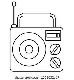 Radio line art vector illustration, old radio outline line icon, vintage radio clip art in line drawing style, fm broadcast symbol