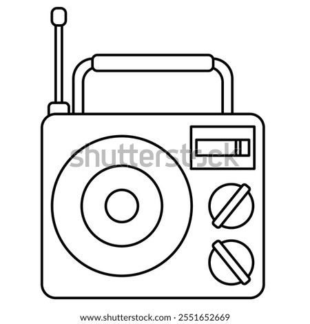 Radio line art vector illustration, old radio outline line icon, vintage radio clip art in line drawing style, fm broadcast symbol